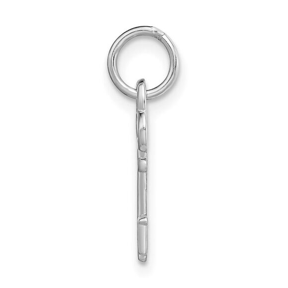 14k White Gold, Hannah Collection, Mini Initial T Shamrock Key Charm - Picture 2 of 5